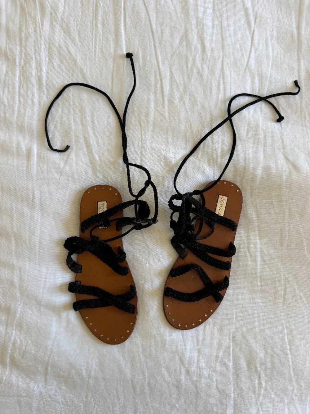 Topshop 'Farewell' Black Gladiator Sandals (sz 8)